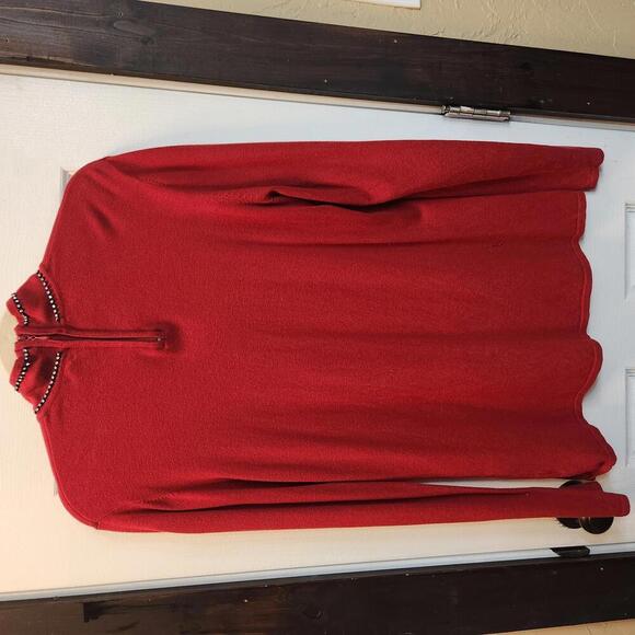 Reba Women's Long Sleeve Red Mock Neck Sweater w/ Rhinestones Size S - Picture 7 of 9